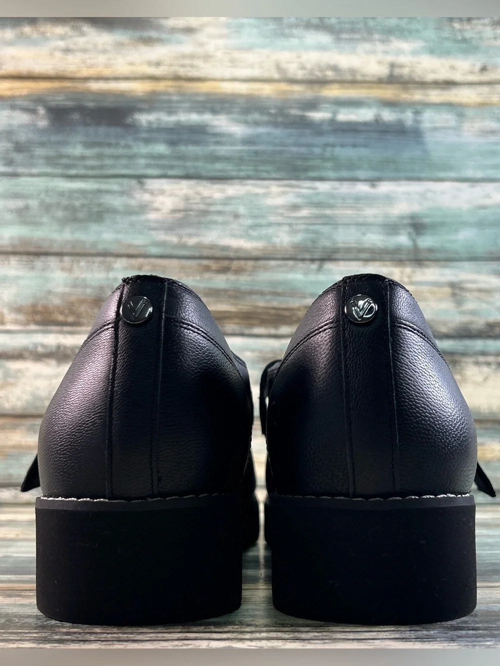 VIONIC T-Strap Mary Janes 8.5W Wedge Schoolgirl Collegiate Preppy Black Leather